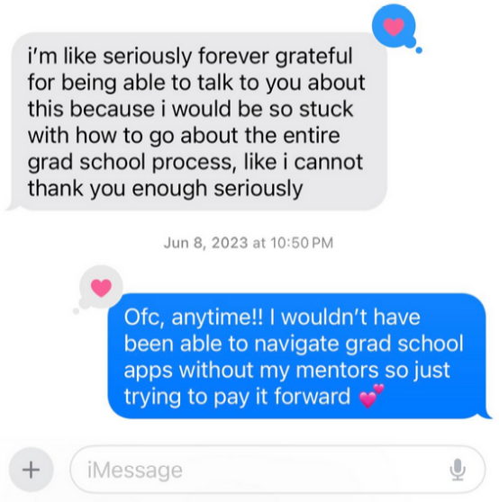 Screenshot from a conversation with one of my pre-OT student mentees